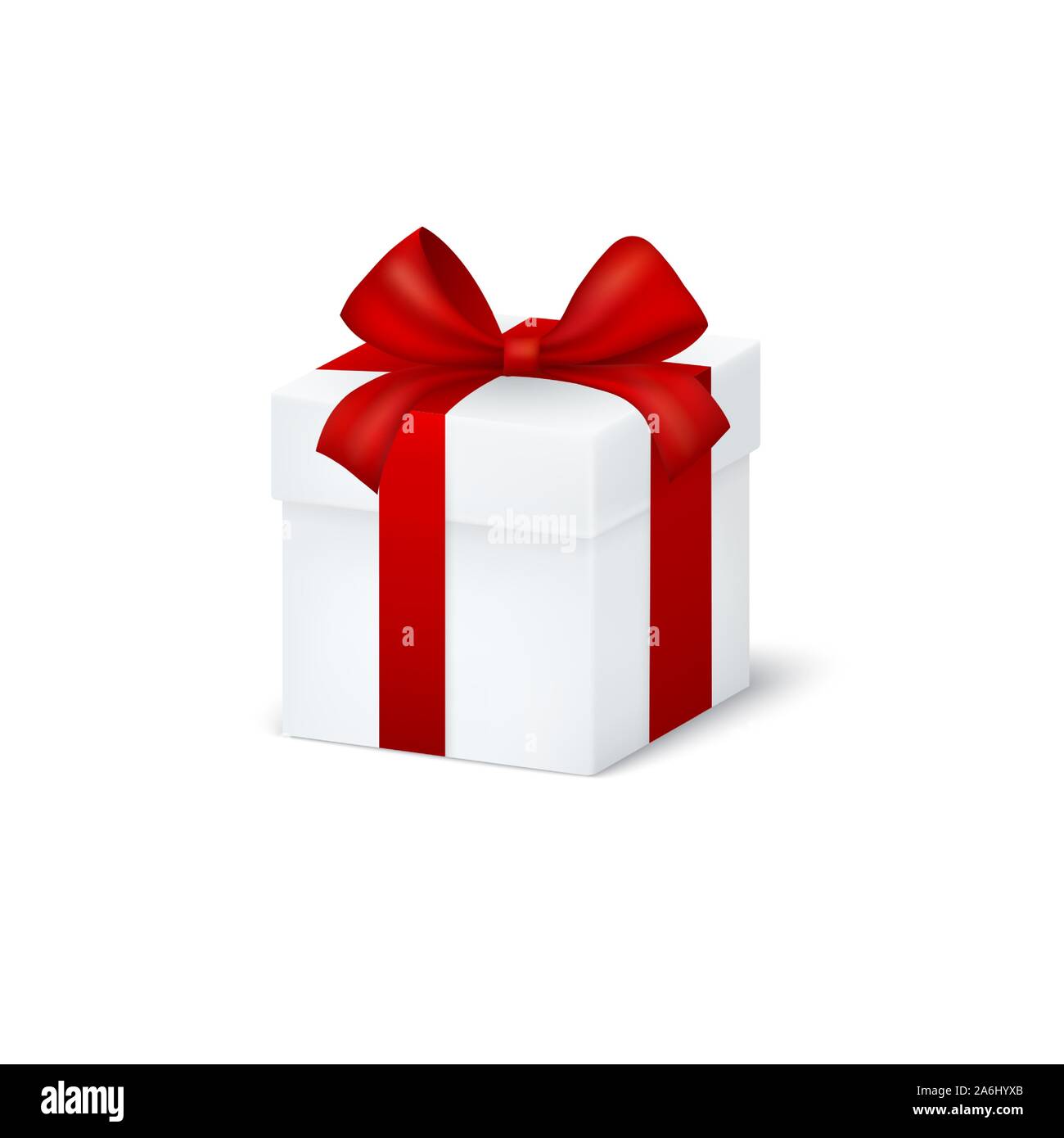 Gift box with red ribbon and bow Isolated on white background. Vector illustration Stock Vector