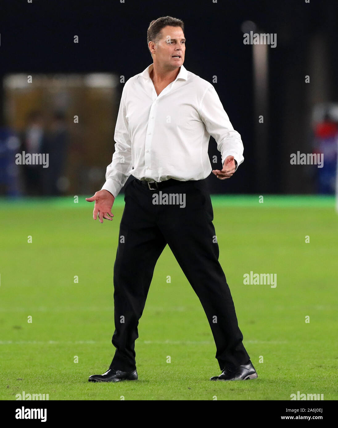 South Africa Head coach Rassie Erasmus ahead of the 2019 Rugby World Cup Semi Final match at International Stadium Yokohama. Stock Photo