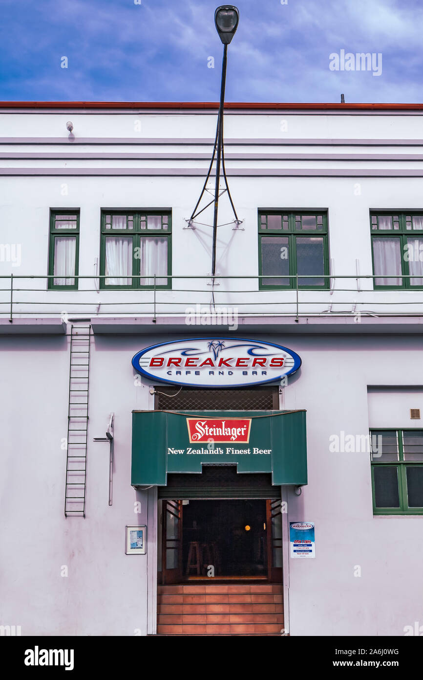 Entrance to Beakers Cafe, Napier, New Zealand Stock Photo Alamy