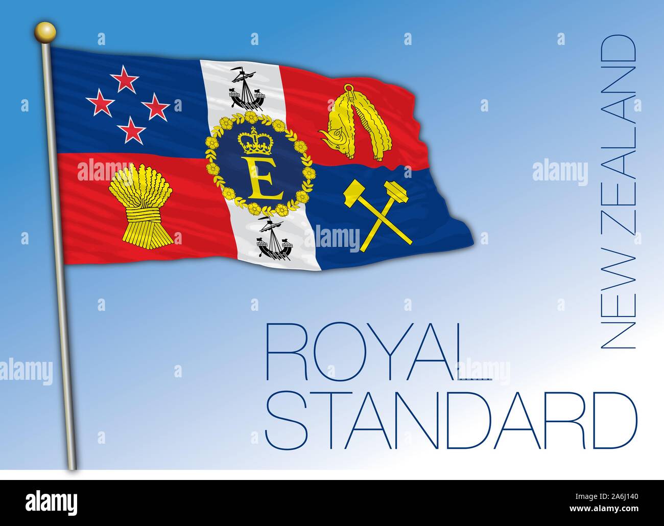 New Zealand, official royal standard, flag of the Queeen Elizabeth II, vector illustration Stock Vector