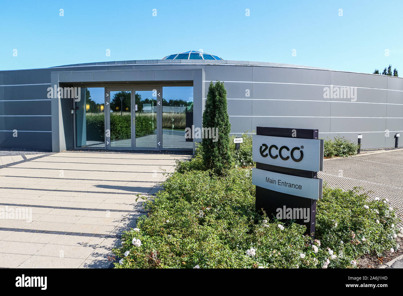 ECCO Sko a Danish shoe manufacturer and retailer head office is seen in Bredebro, Denmark on 26 July 2019 ECCOÕs products are sold in 99 countries from over 2,250 ECCO shops