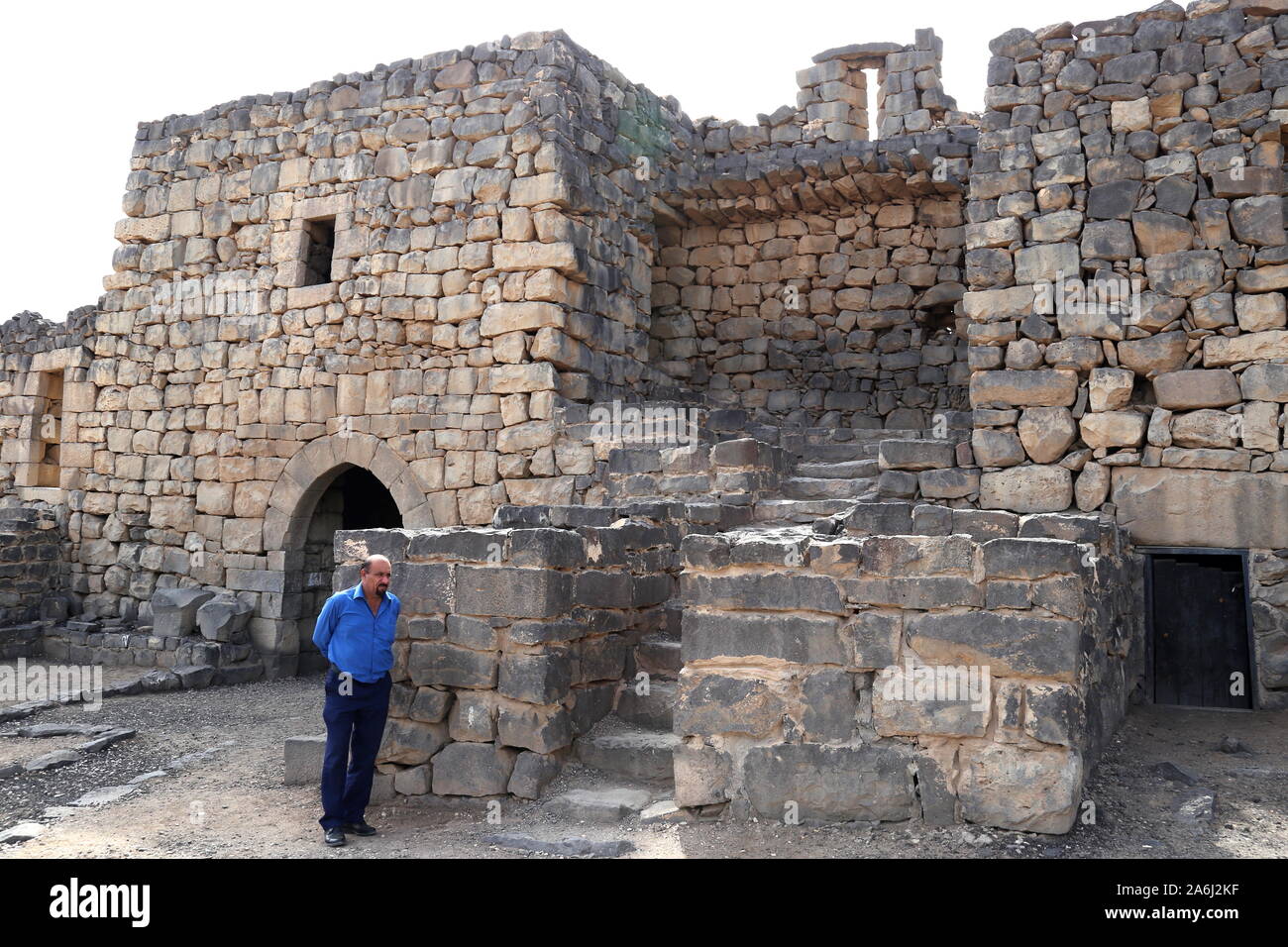 Gatehouse, Qasr Al Azraq, Roman period Desert Castle, Zarqa Governorate, Jordan, Middle East Stock Photo