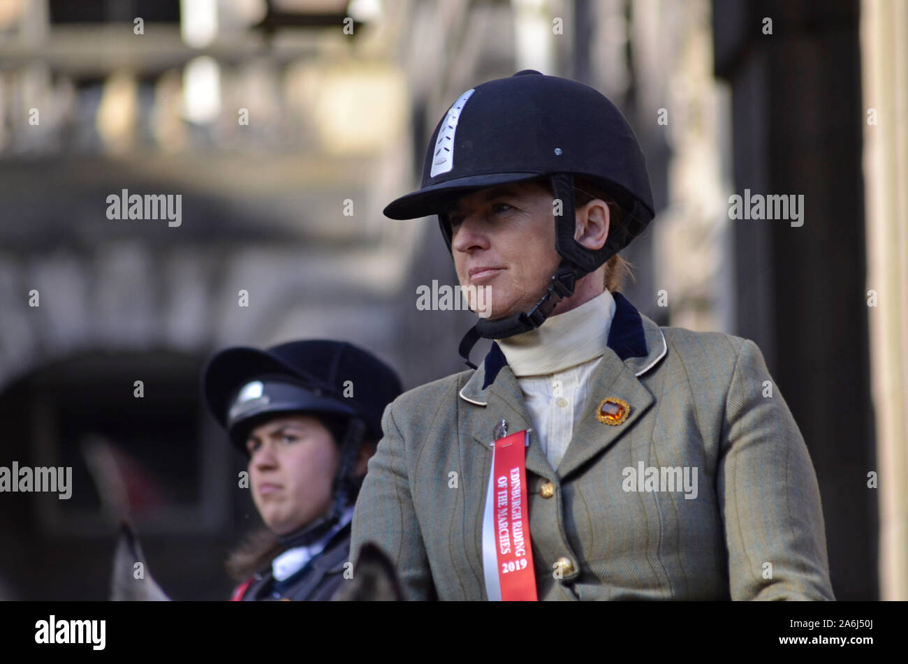 Riders and civic figures during the 2019 Riding of the Marches in Edinburgh Scotland UK. Over 250 horses and riders took part in the event. Stock Photo