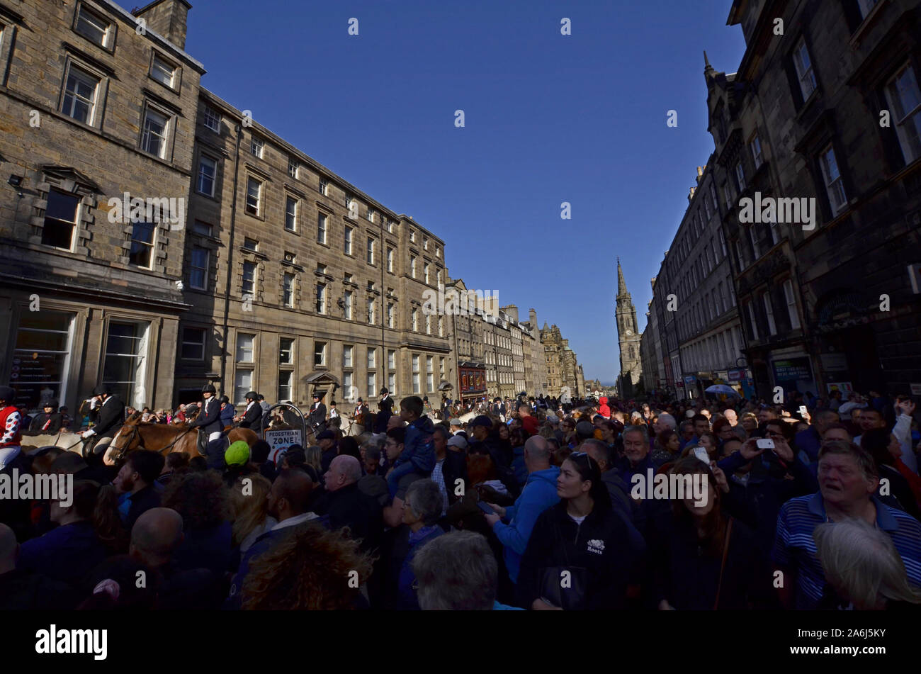 Riders and civic figures during the 2019 Riding of the Marches in Edinburgh Scotland UK. Over 250 horses and riders took part in the event. Stock Photo