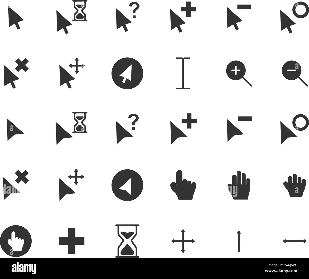 Cursor solid icon set. Vector and Illustration. Stock Vector