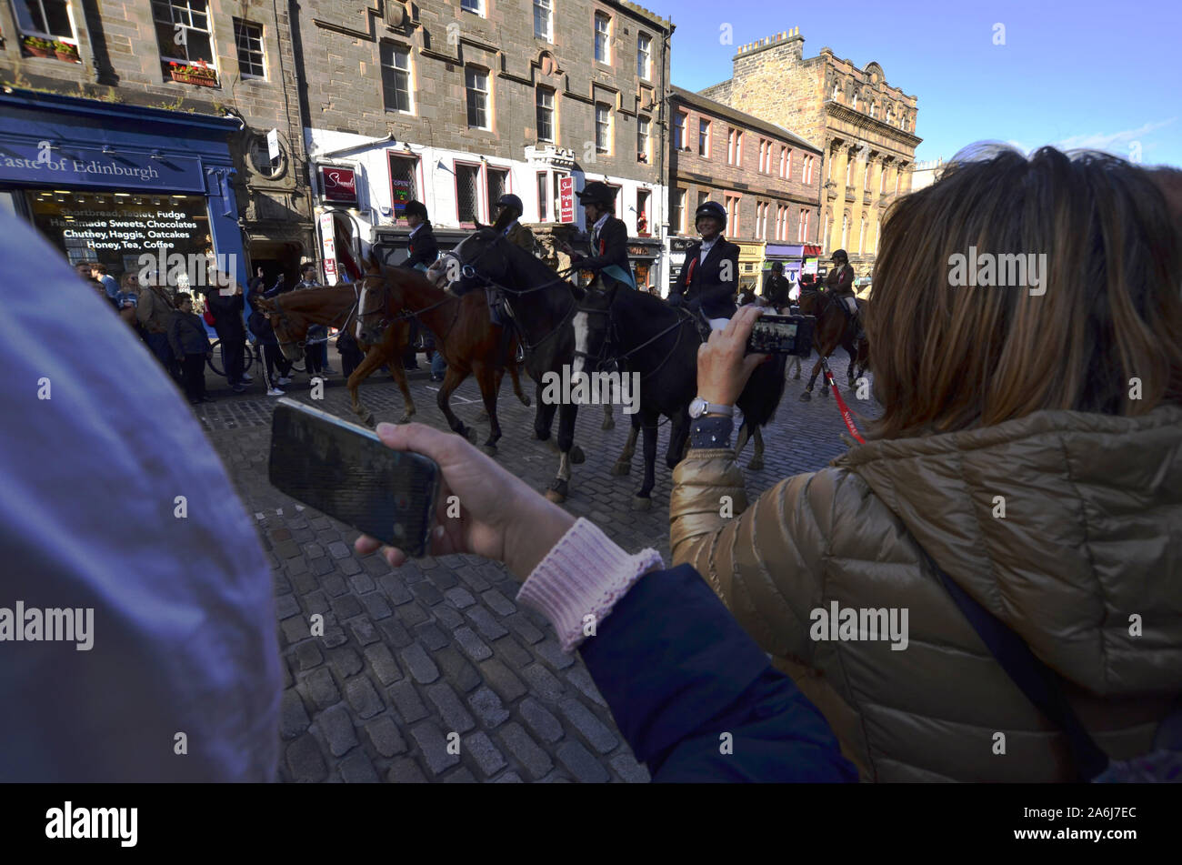 Riders and civic figures during the 2019 Riding of the Marches in Edinburgh Scotland UK. Over 250 horses and riders took part in the event. Stock Photo