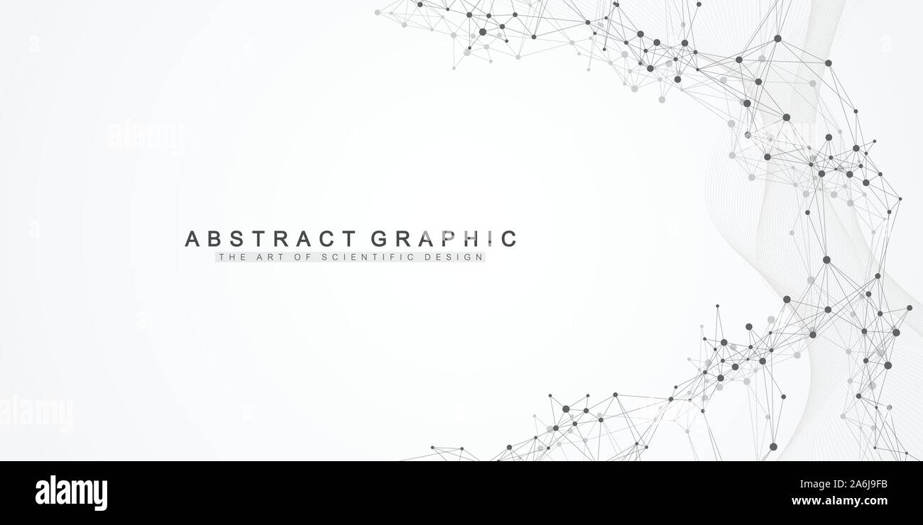 Geometric abstract background with connected line and dots. Network and ...