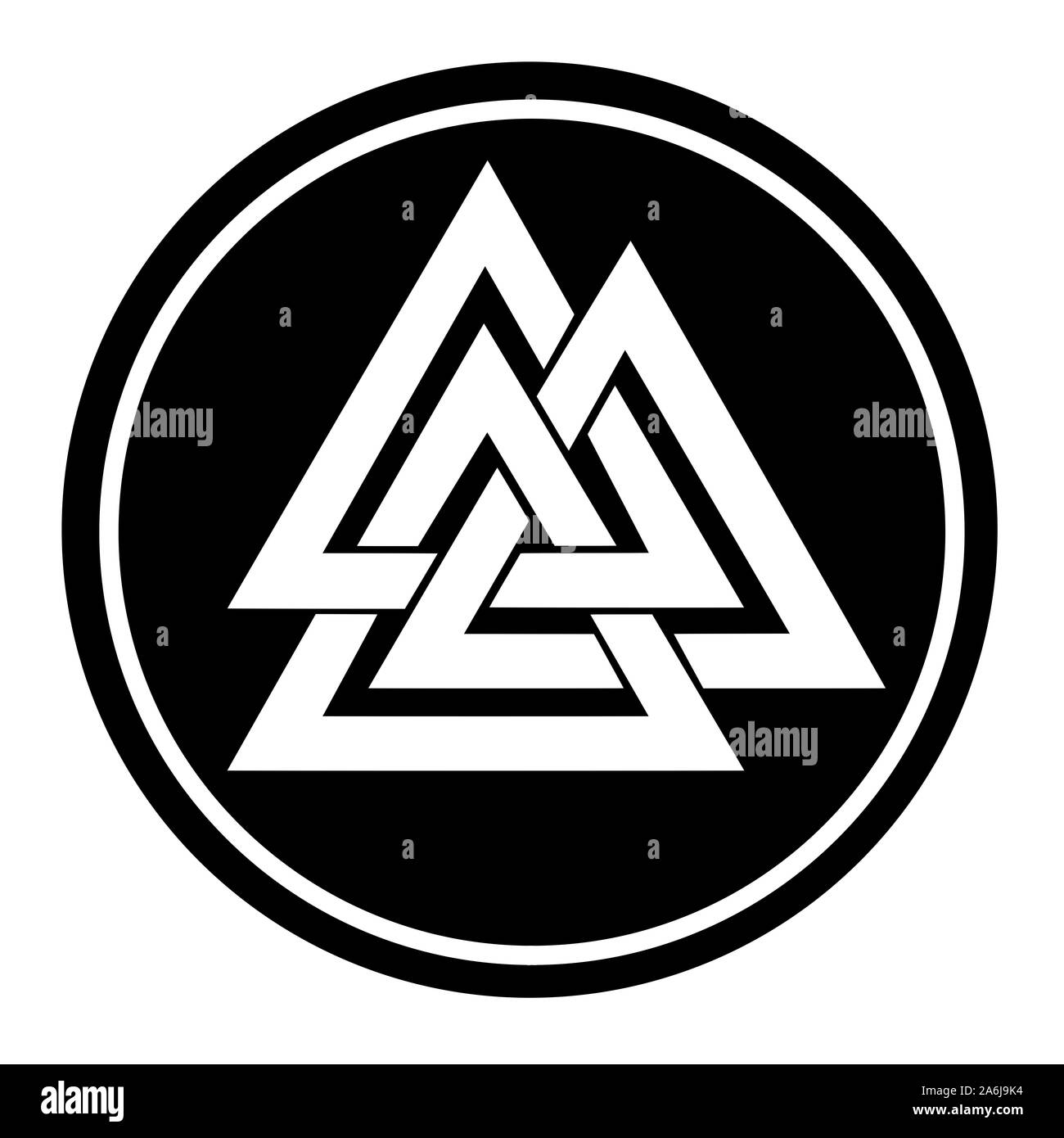 Valknut symbol in a black circle Stock Photo