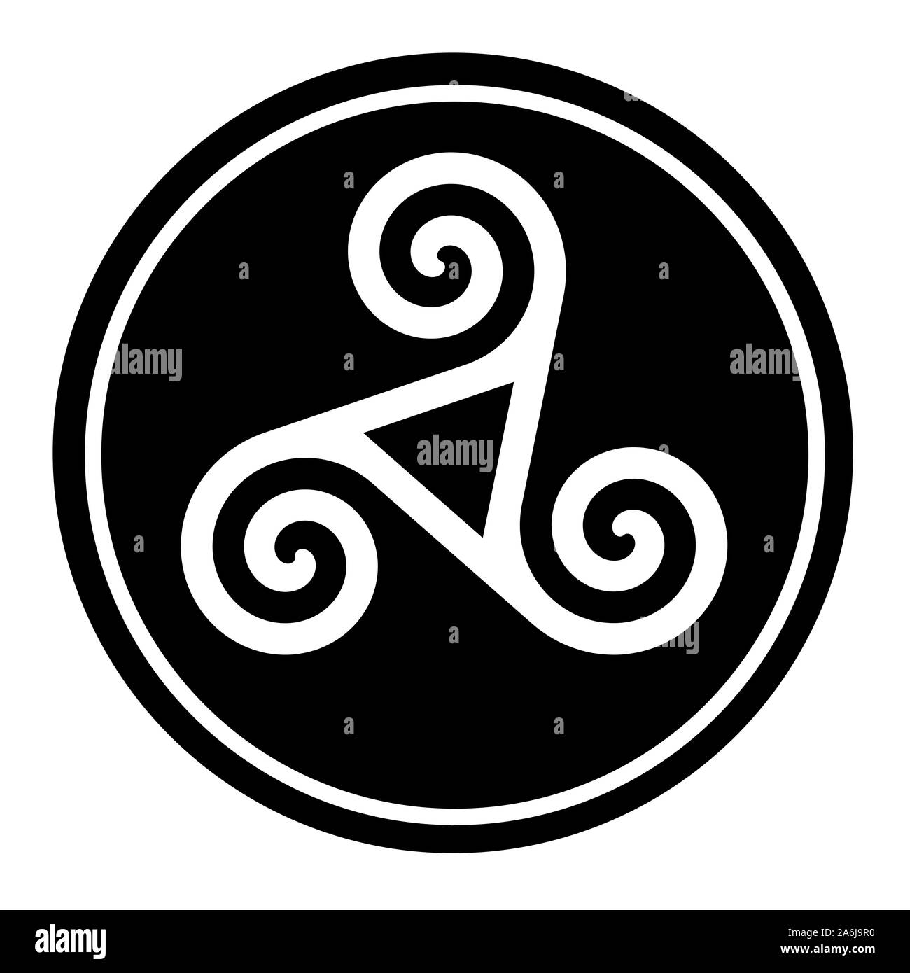 Triskelion symbol icon in a black circle Stock Photo