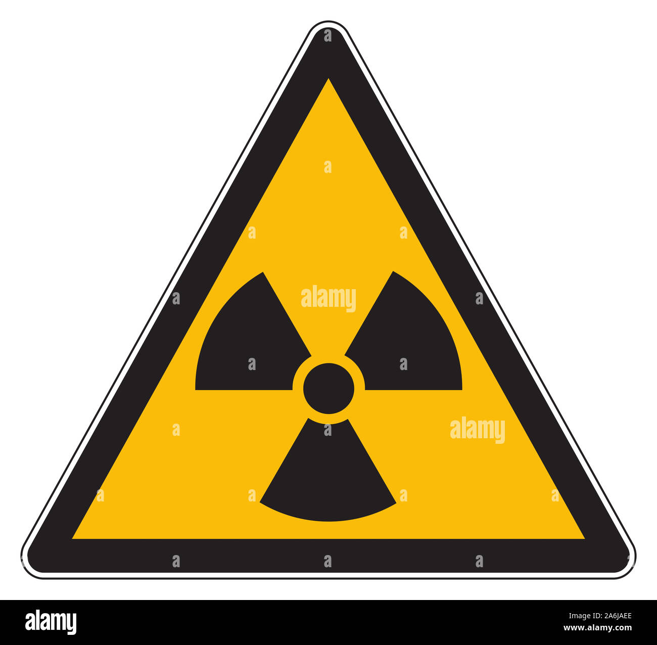 Yellow warning radioactive substances sign Stock Photo