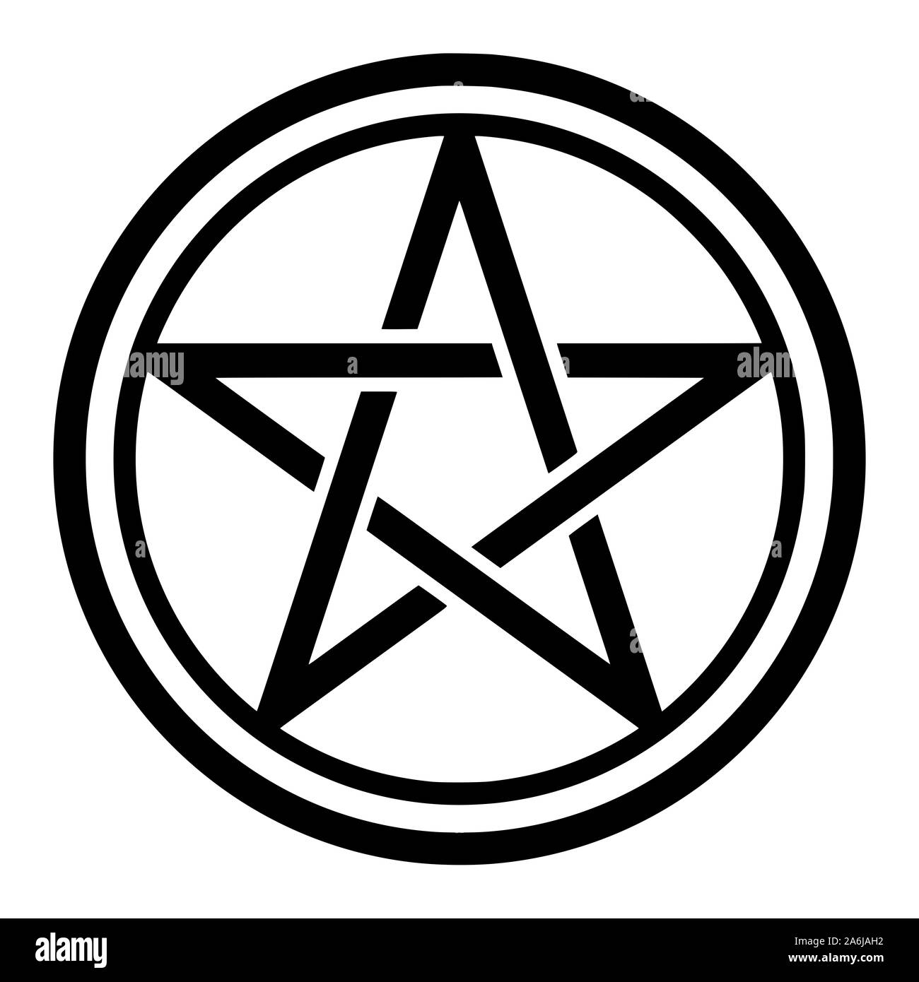 Pentacle symbol icon in a circle Stock Photo