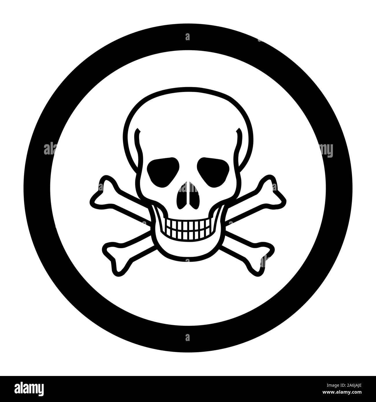 White skull and crossbones in a circle Stock Photo