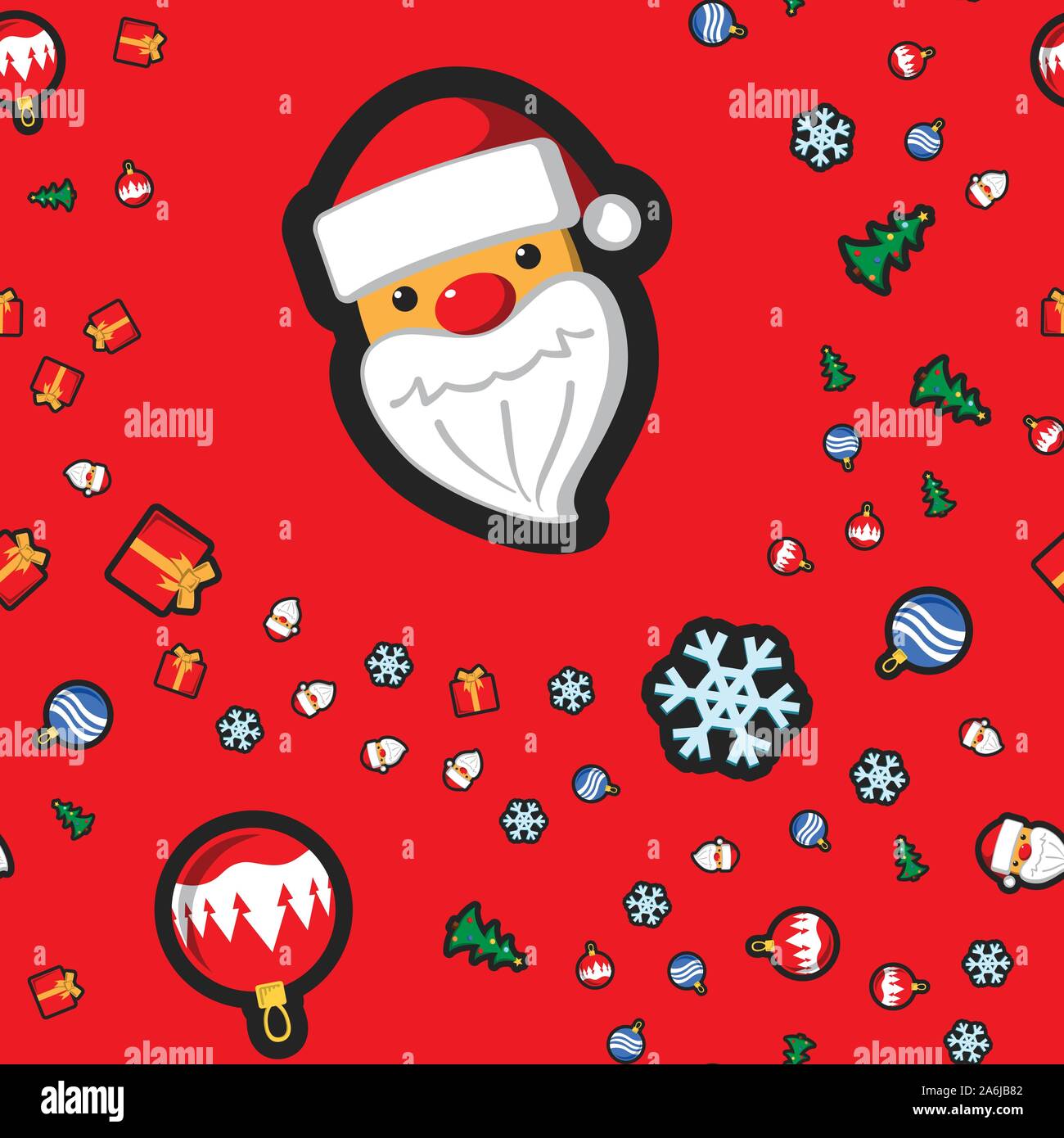 Christmas seamless pattern with holiday toys and symbols in flat ...
