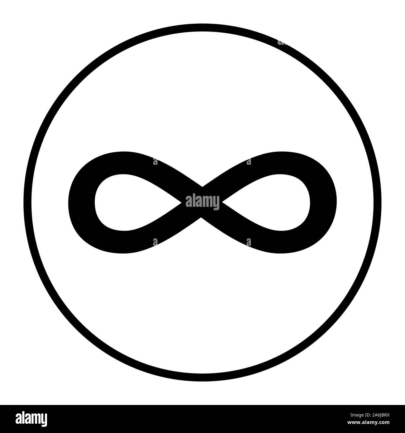 Infinity symbol icon in a circle Stock Photo