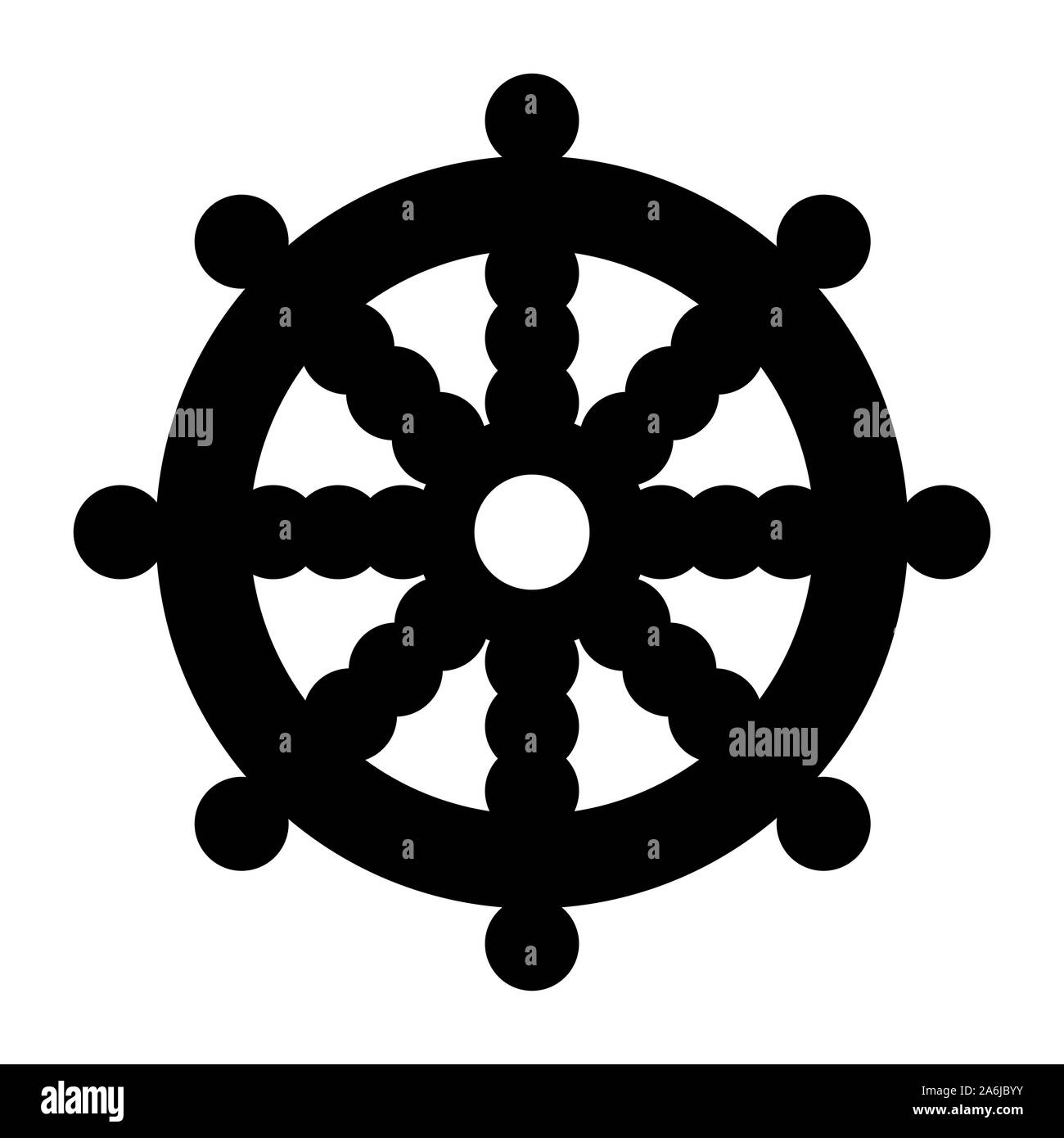 Wheel of Dharma, Dharmachakra symbol Stock Photo