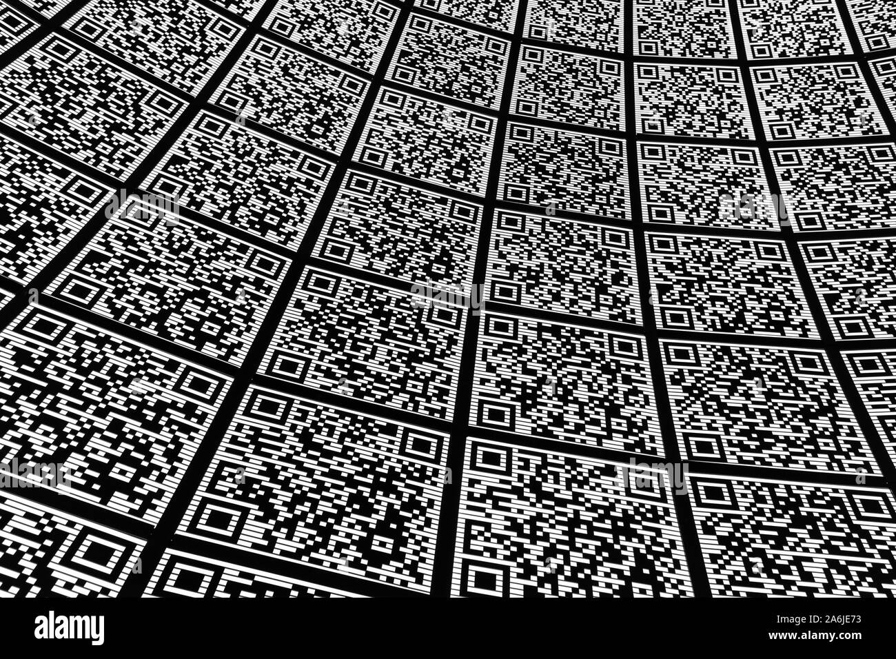 Abstract QR code background (abbreviated from Quick Response code) Stock Photo