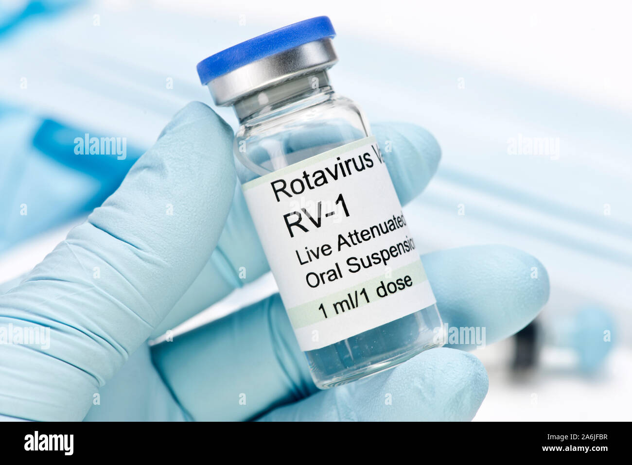 Rotavirus RV-1 Oral Vaccine Vial Stock Photo