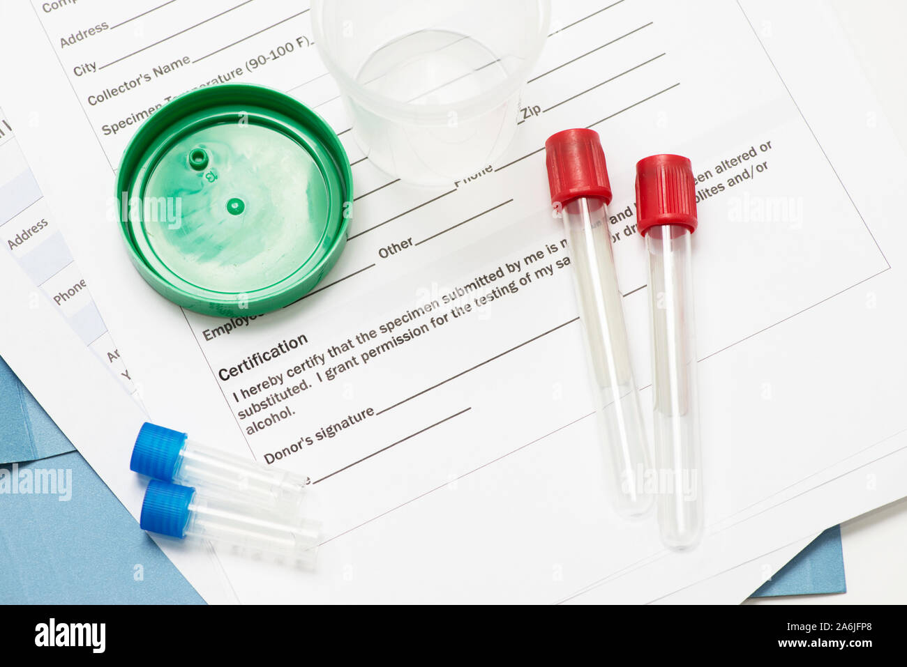 Drug screen document certification with urine, blood and sample