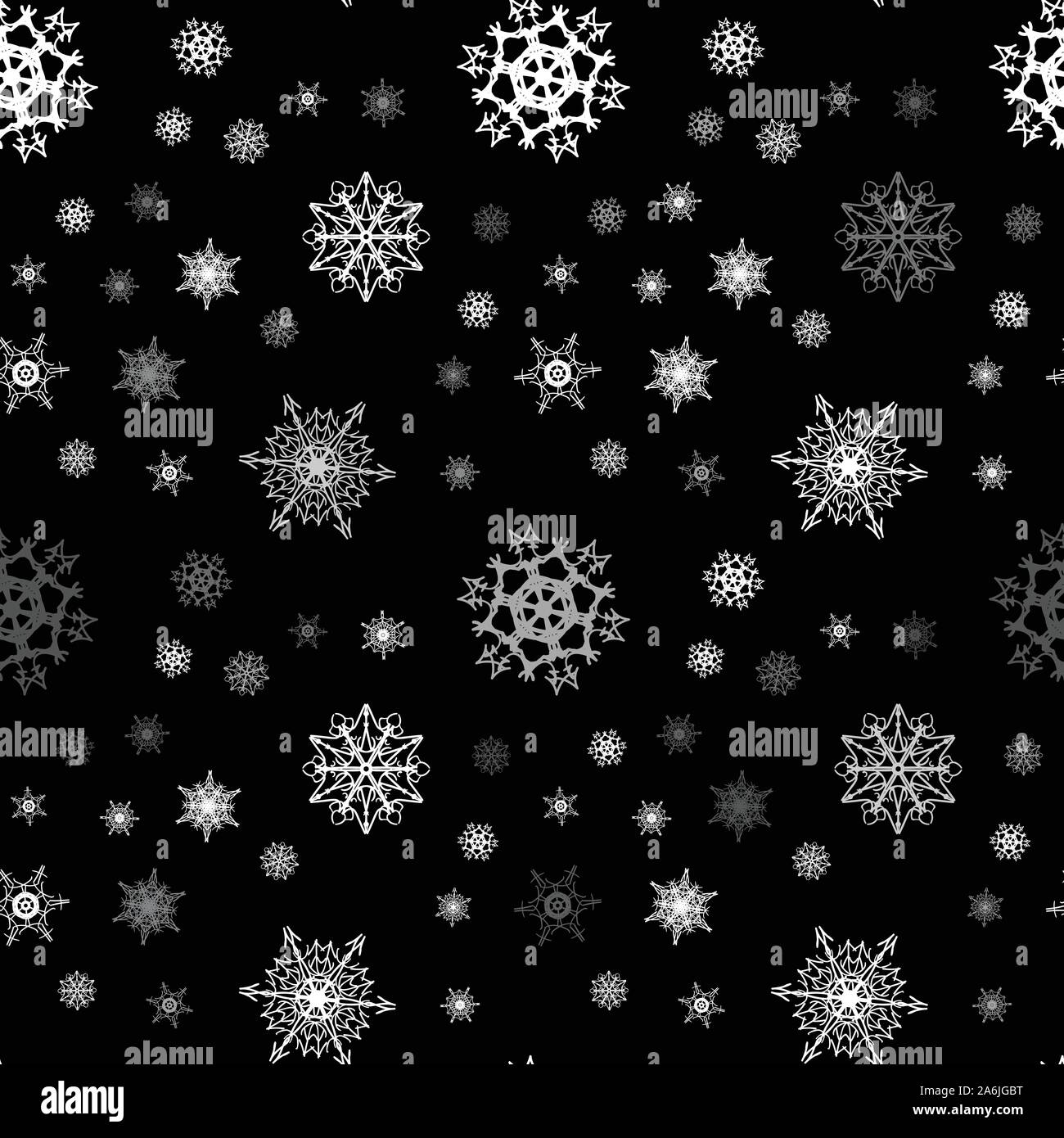 Christmas snowflake seamless pattern with tiled falling snow Stock ...