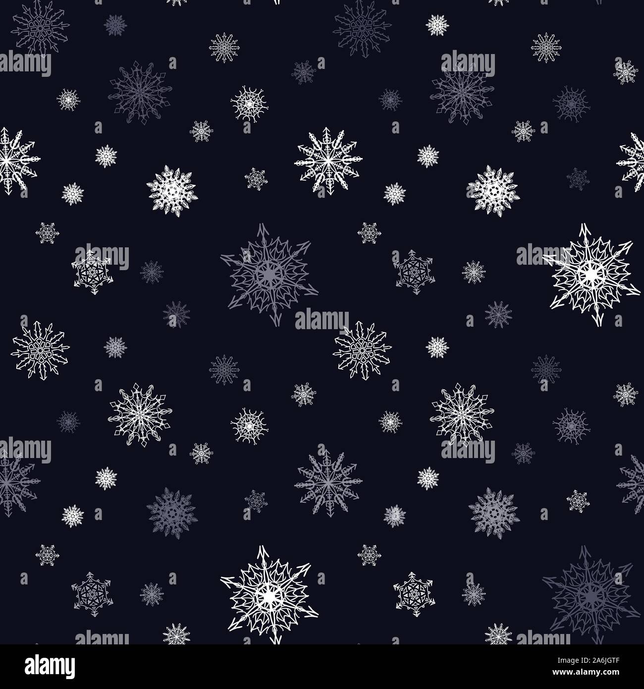 Christmas snowflake seamless pattern with tiled falling snow Stock ...