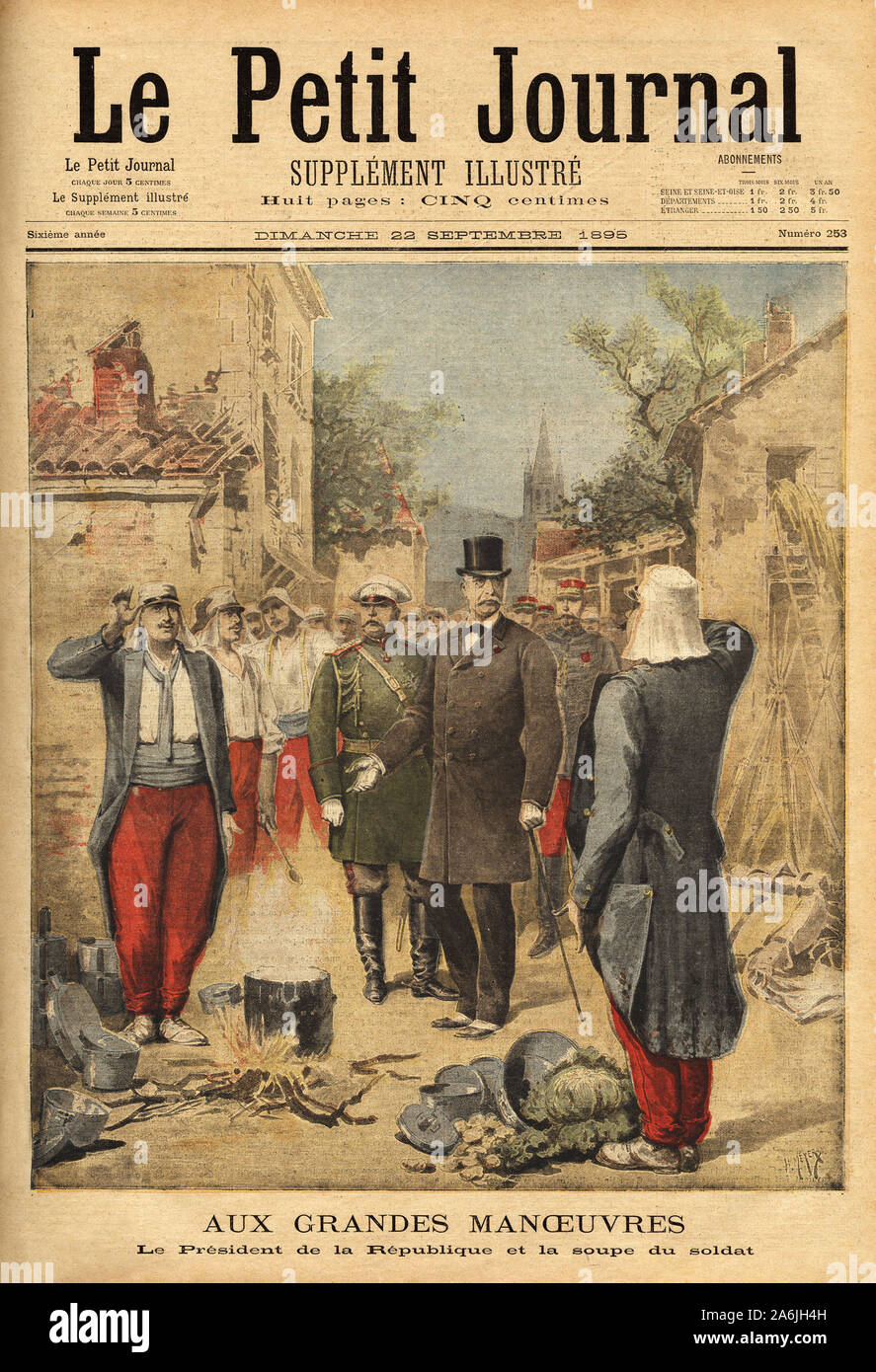 Le president de la republique, Felix Faure (1841-1899), visite les troupes a Langres pendant les grandes manoeuvres et tradition pour tous les visiteu Stock Photo