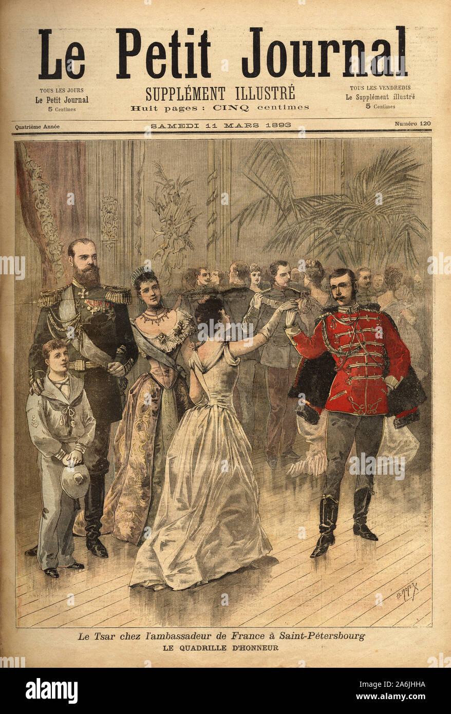 Le tsar Alexandre III (1815-1894),  danse le quadrille d'honneur lors d'une fete donnee par le comte de Montebello, ambassadeur de France en Russie. Stock Photo
