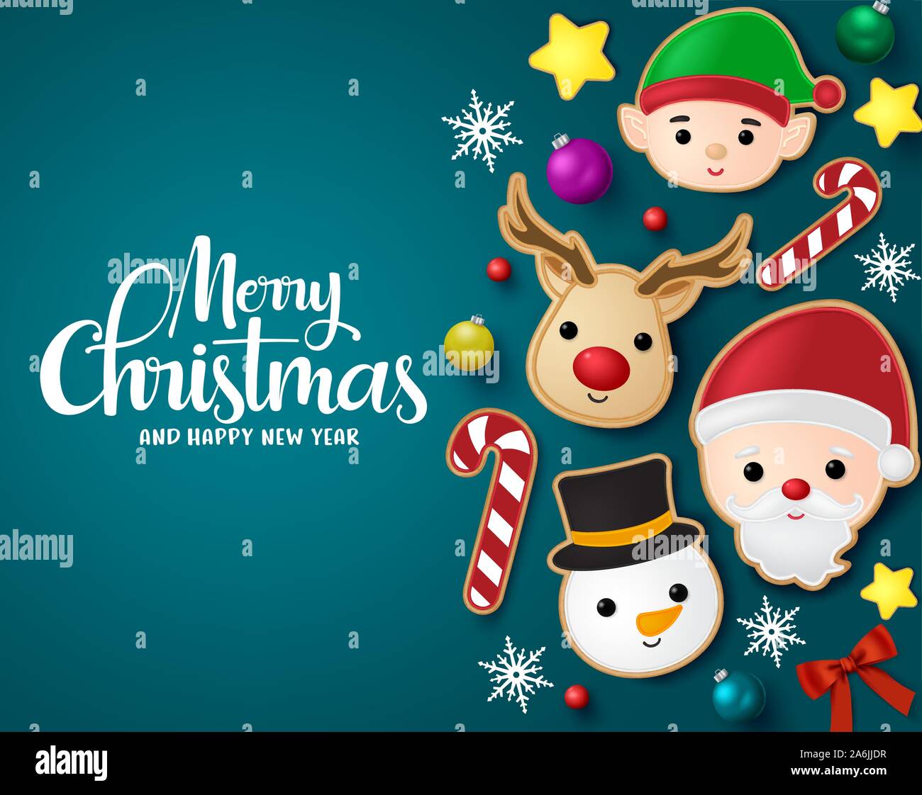 Christmas elements vector banner template. Merry Christmas ...