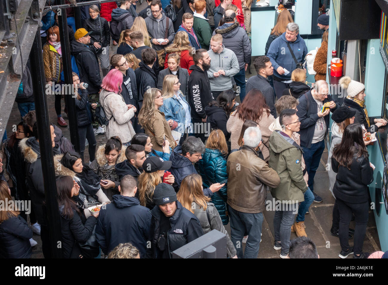 Crowds queueing for food Stock Photo