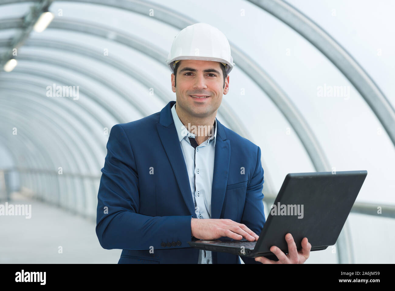 portrait of an architect engineer using laptop Stock Photo