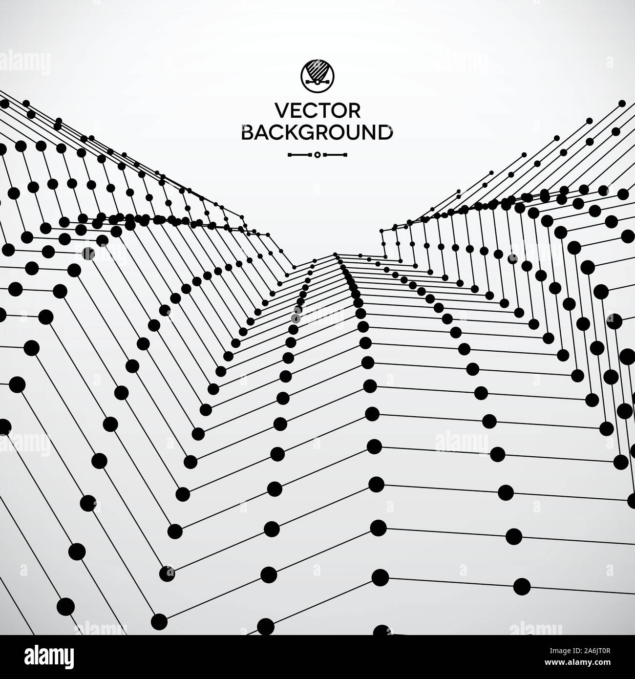 Wavy grid made of connected dots Stock Vector