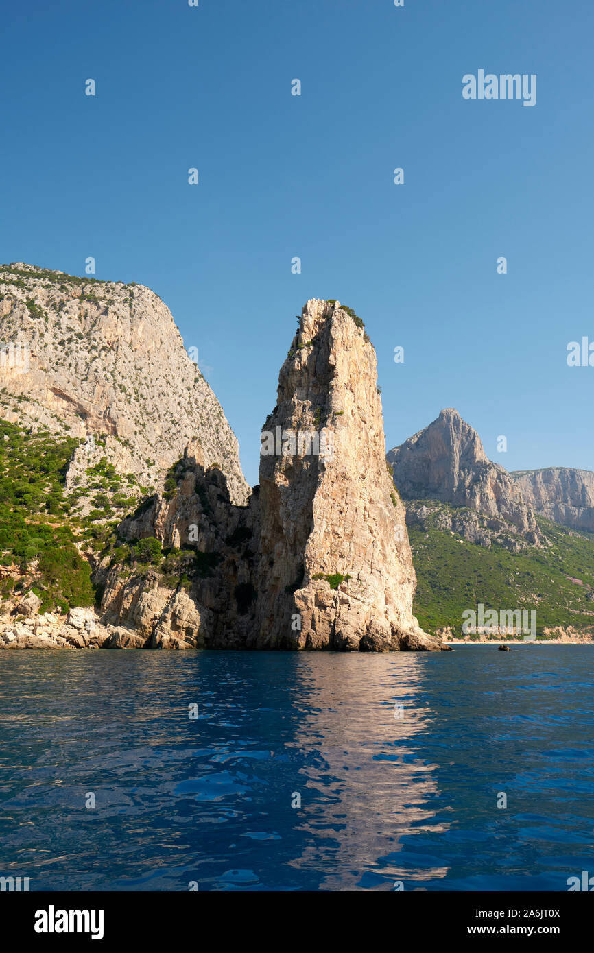Pedra Longa - The spectacular rockface and cliffs karst coastline of the Gulf of Orosei coast in Gennargentu National Park Ogliastra Sardinia Italy Stock Photo