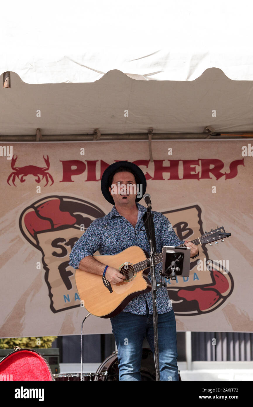 Naples, Florida, USA October 26, 2019 Singer Matty Jollie performs at the Naples Traditional