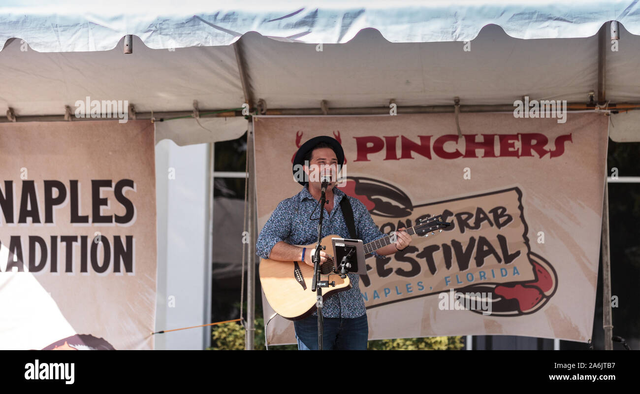 Naples, Florida, USA October 26, 2019 Singer Matty Jollie performs at the Naples Traditional