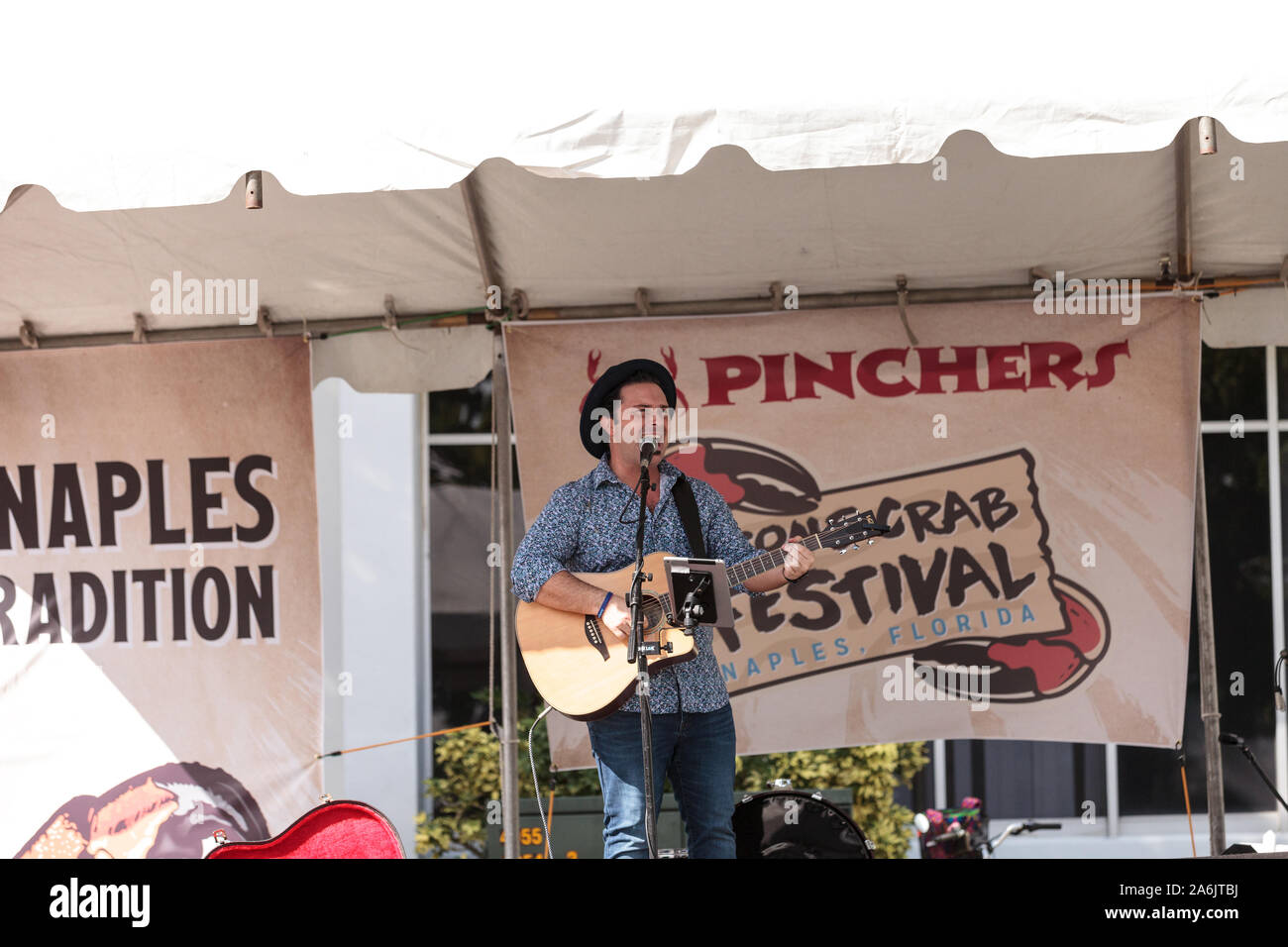 Naples, Florida, USA October 26, 2019 Singer Matty Jollie performs at the Naples Traditional