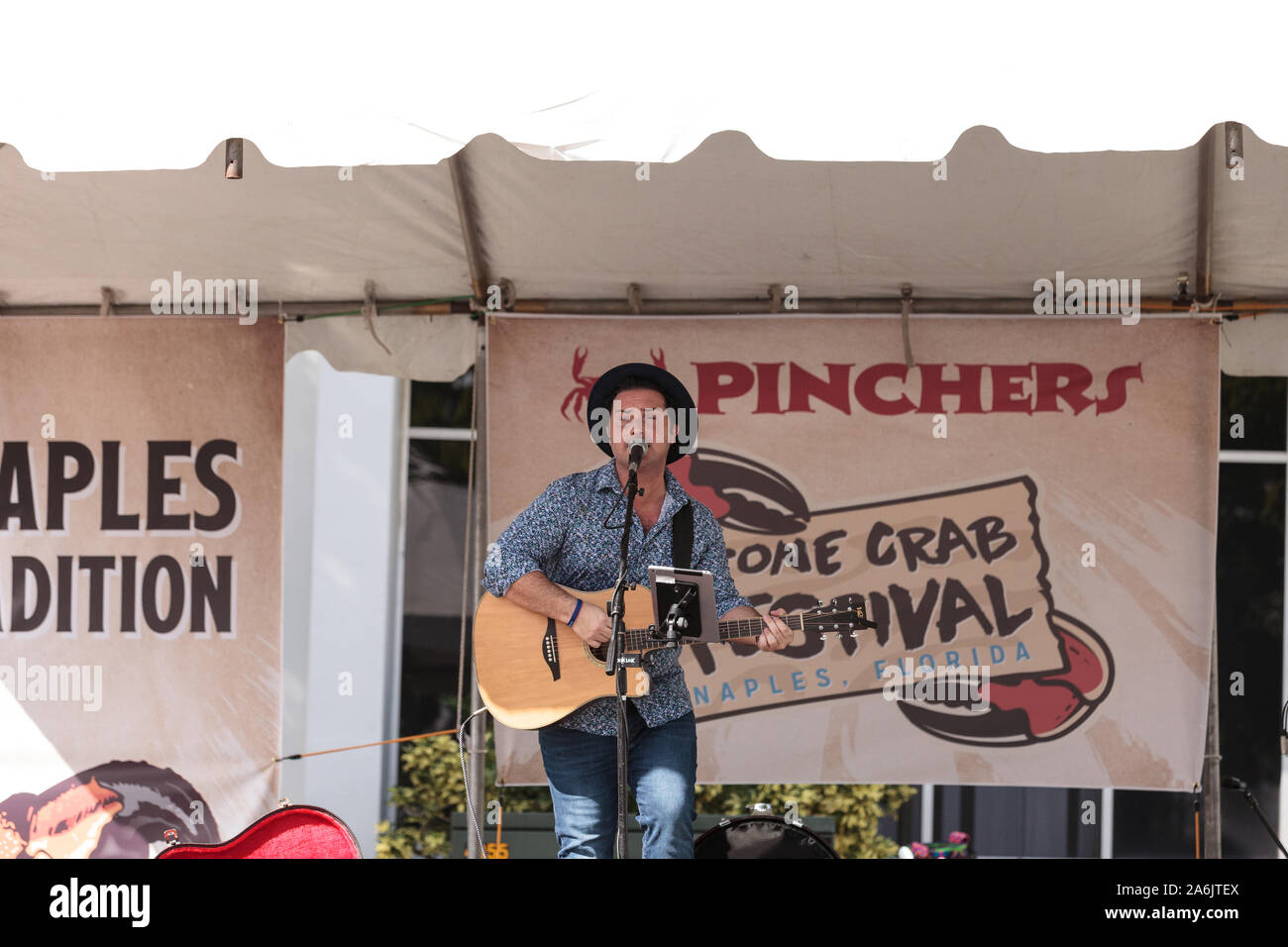 Naples, Florida, USA October 26, 2019 Singer Matty Jollie performs at the Naples Traditional
