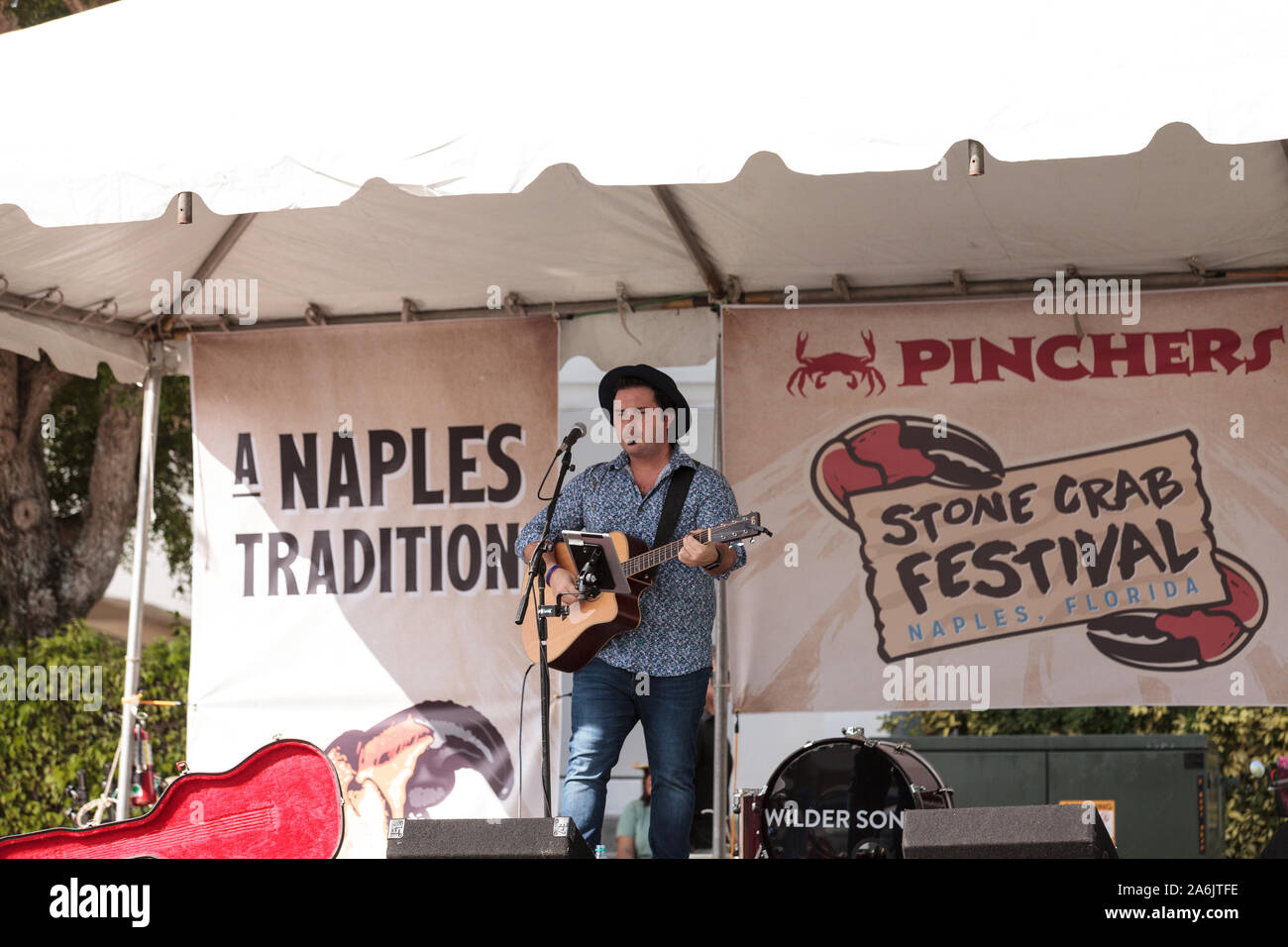 Naples, Florida, USA October 26, 2019 Singer Matty Jollie performs at the Naples Traditional