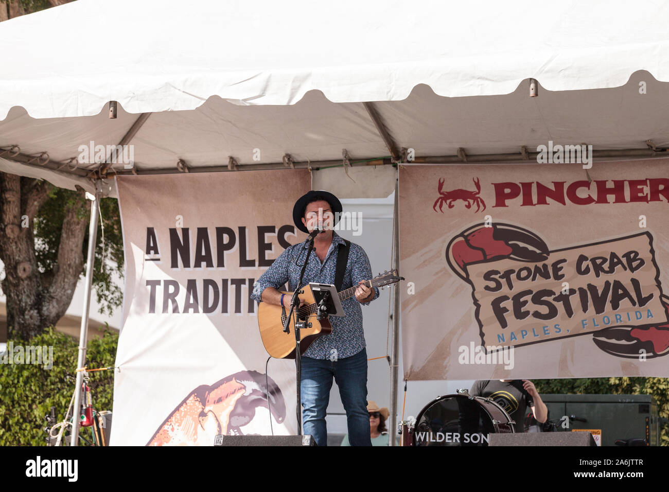 Naples, Florida, USA October 26, 2019 Singer Matty Jollie performs at the Naples Traditional