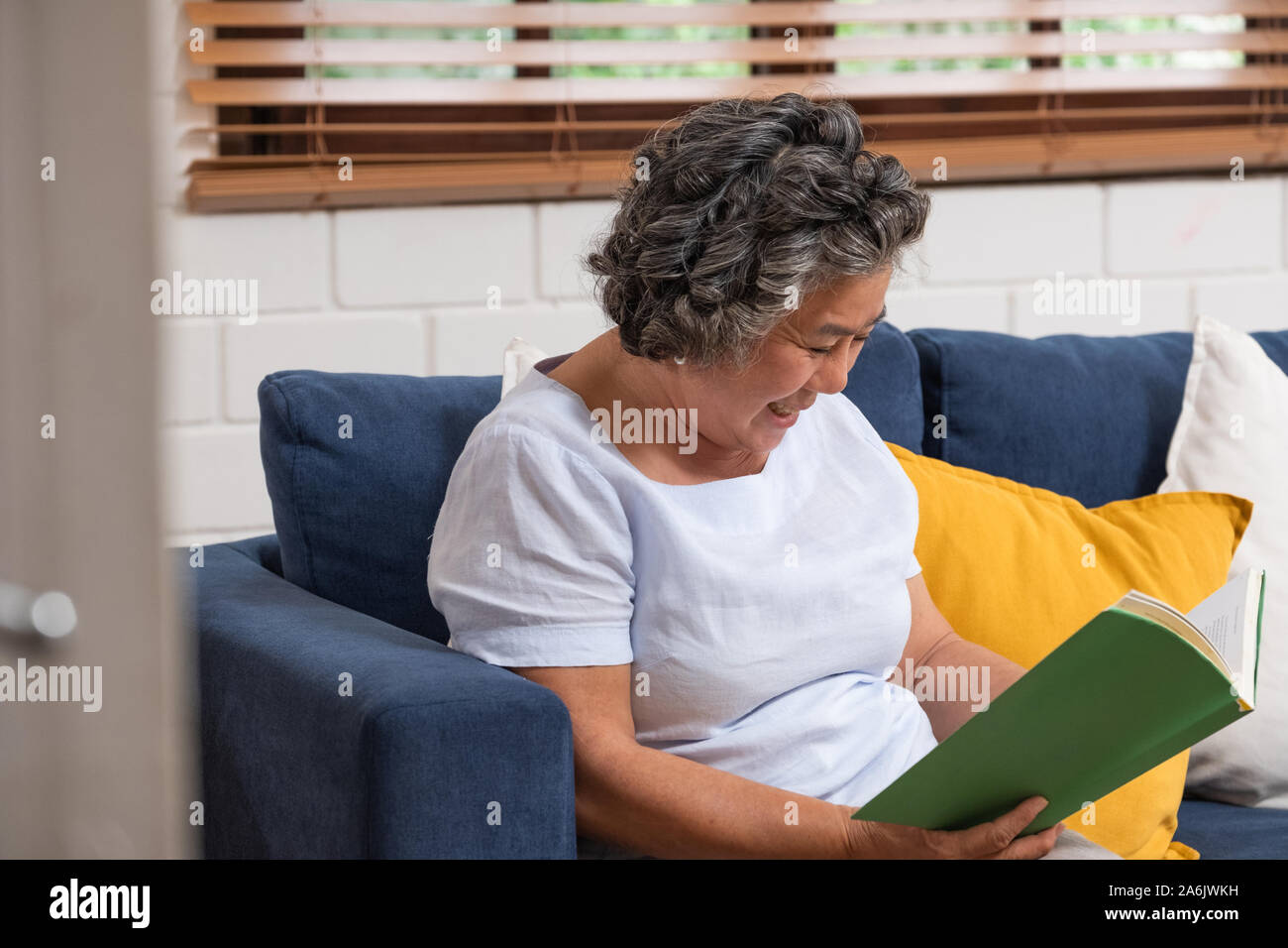 Old woman sitting alone sofa hi-res stock photography and images - Alamy