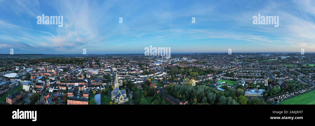 Aerial panorama view of Swindon in Wiltshire Stock Photo