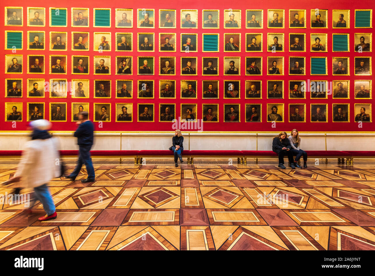 Portrait Gallery of Heroes from the 1812 War at The State Hermitage Museum in St. Petersburg, Russia Stock Photo