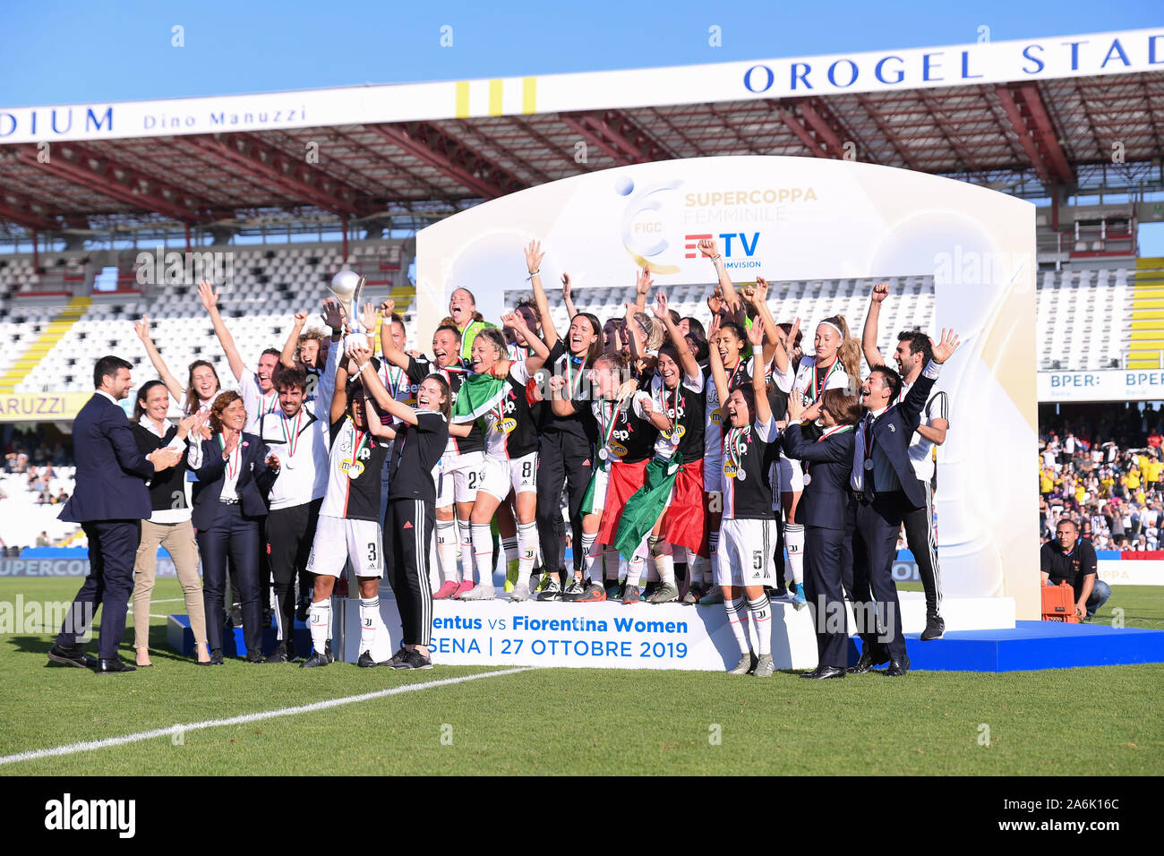 Cesena, Italy, 27 Oct 2019, the juventus alza the supercoppa during