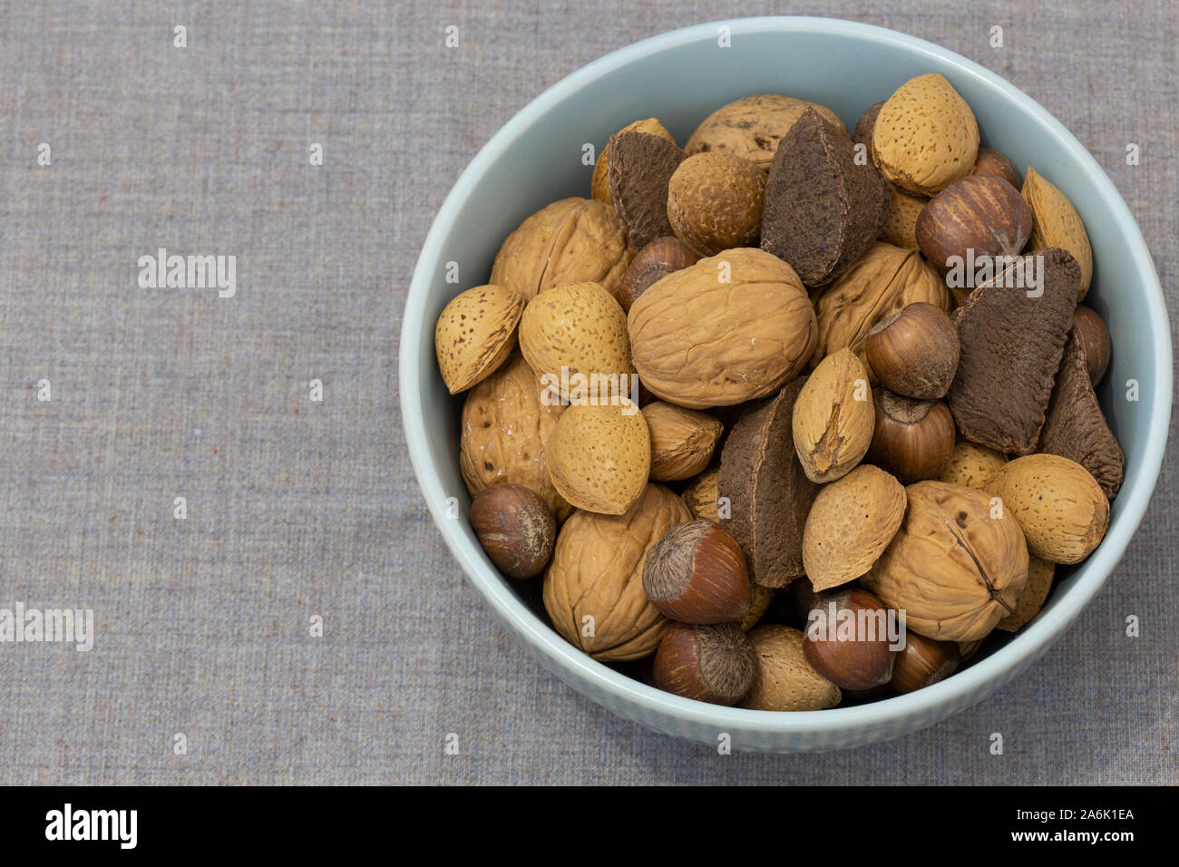 Mixed nuts, including almonds, hazelnuts, walnuts and Brazil nuts