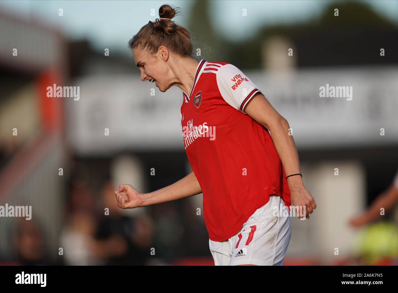 Borehamwood, UK. 27th Oct, 2019. Vivianne Miedema of Arsenal celebrates scoring during the Barclay's FA WSL football match between Arsenal vs Manchester City at Meadow Park on October 27, 2019 in Borehamwood, England (Photo by Daniela Porcelli/SPP) Credit: SPP Sport Press Photo. /Alamy Live News Stock Photo