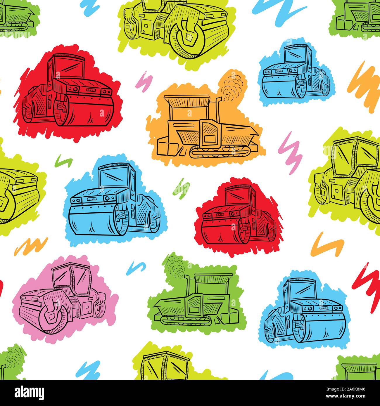 Colorful contours of service machines seamless texture Stock Vector ...