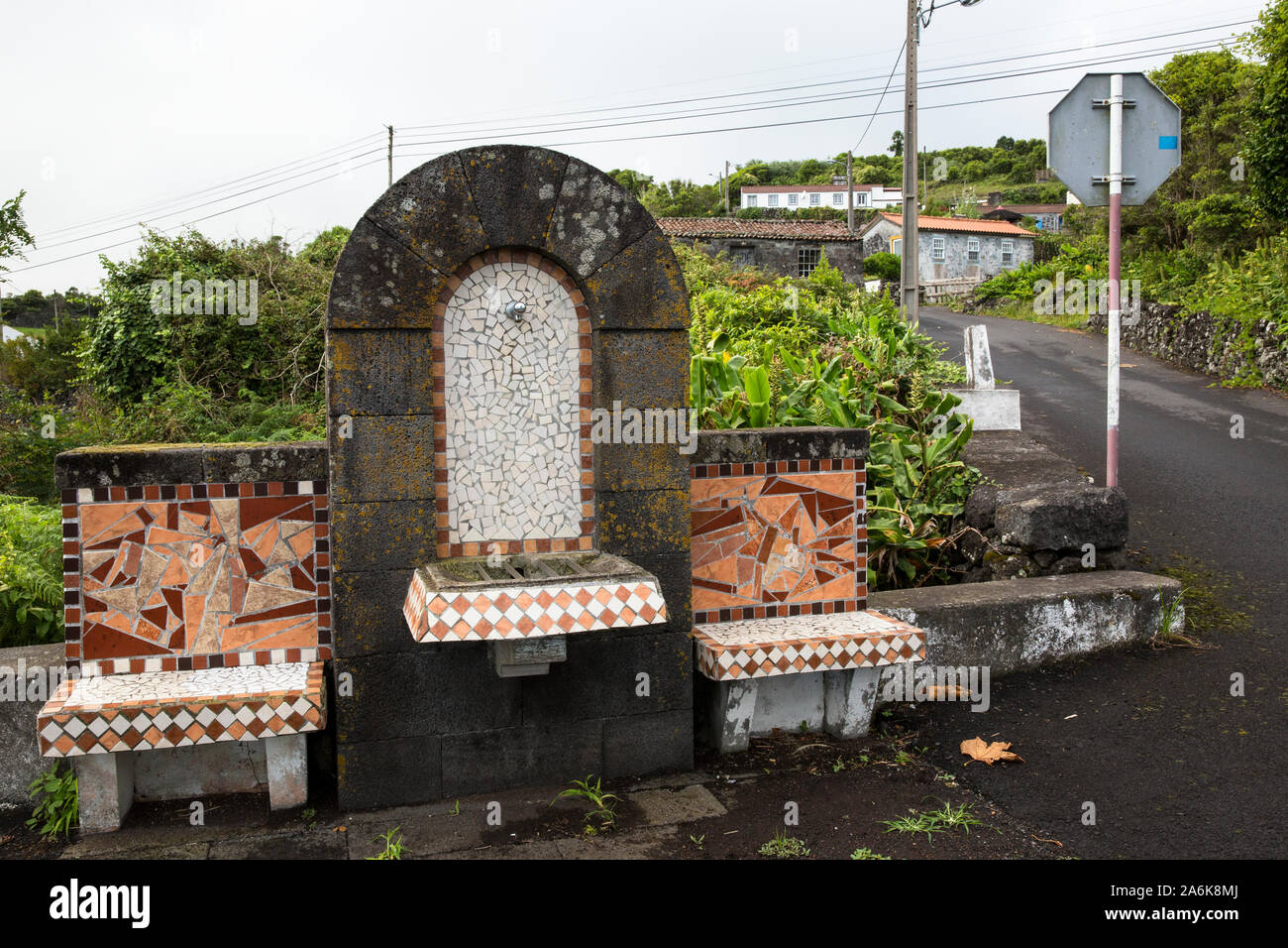 Fountain at Calheta de Nesquim. Pico, Azores, Portugal Stock Photo