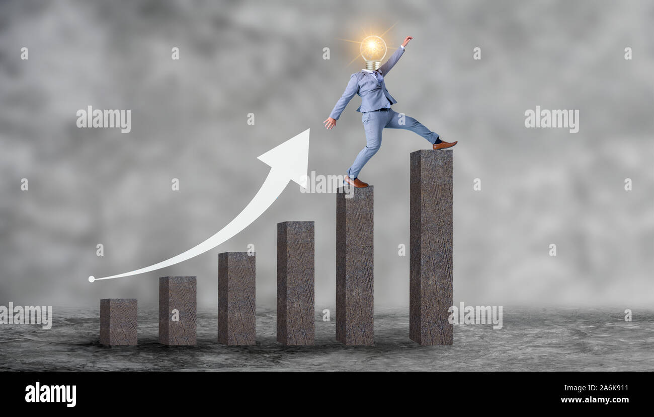 Business people walking up the concept graph Business growth Stock Photo
