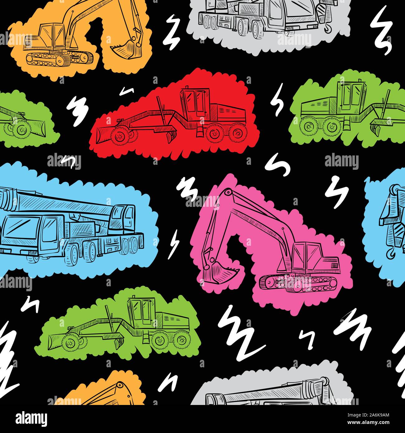 Colorful contours of service machines seamless texture Stock Vector ...