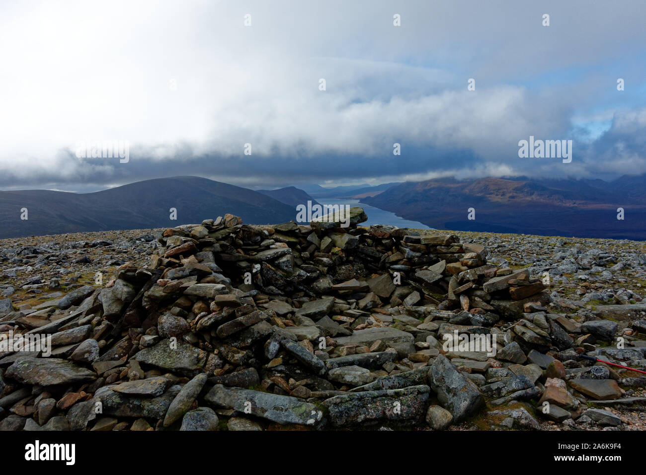 A cairn on the summit of Geal Charn Stock Photo
