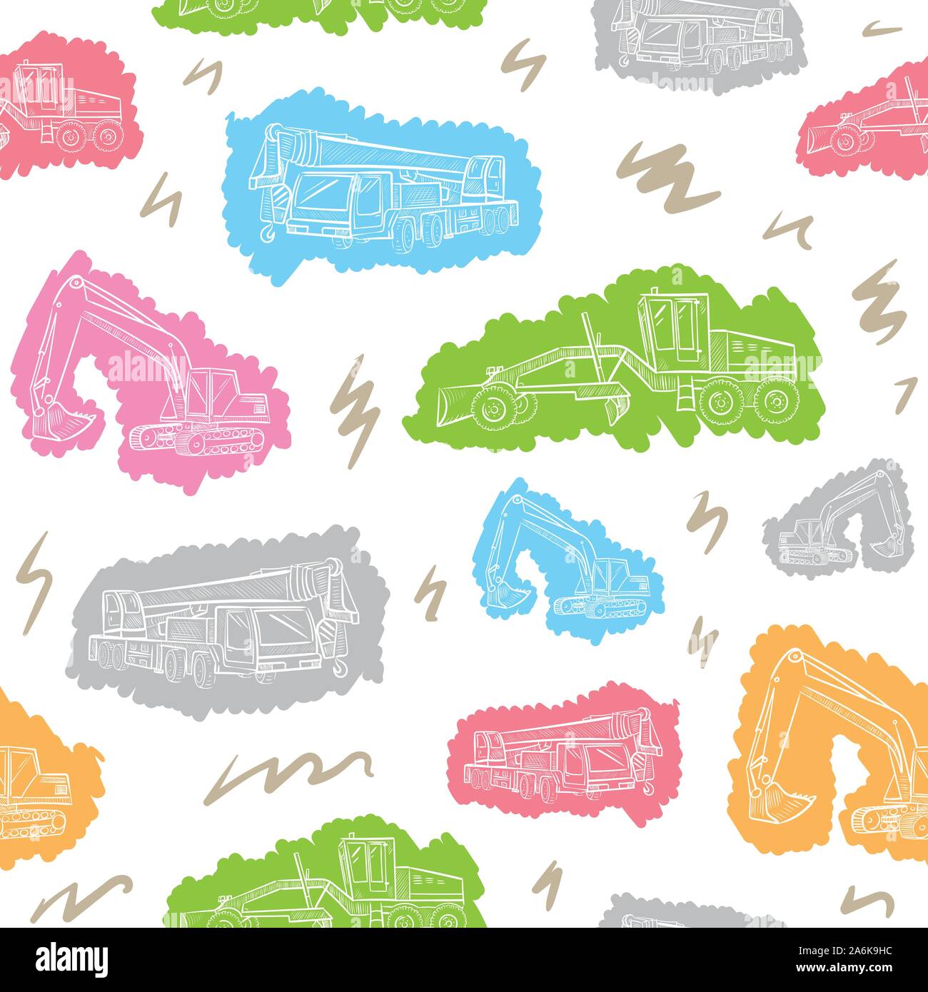 Colorful contours of service machines seamless texture Stock Vector ...