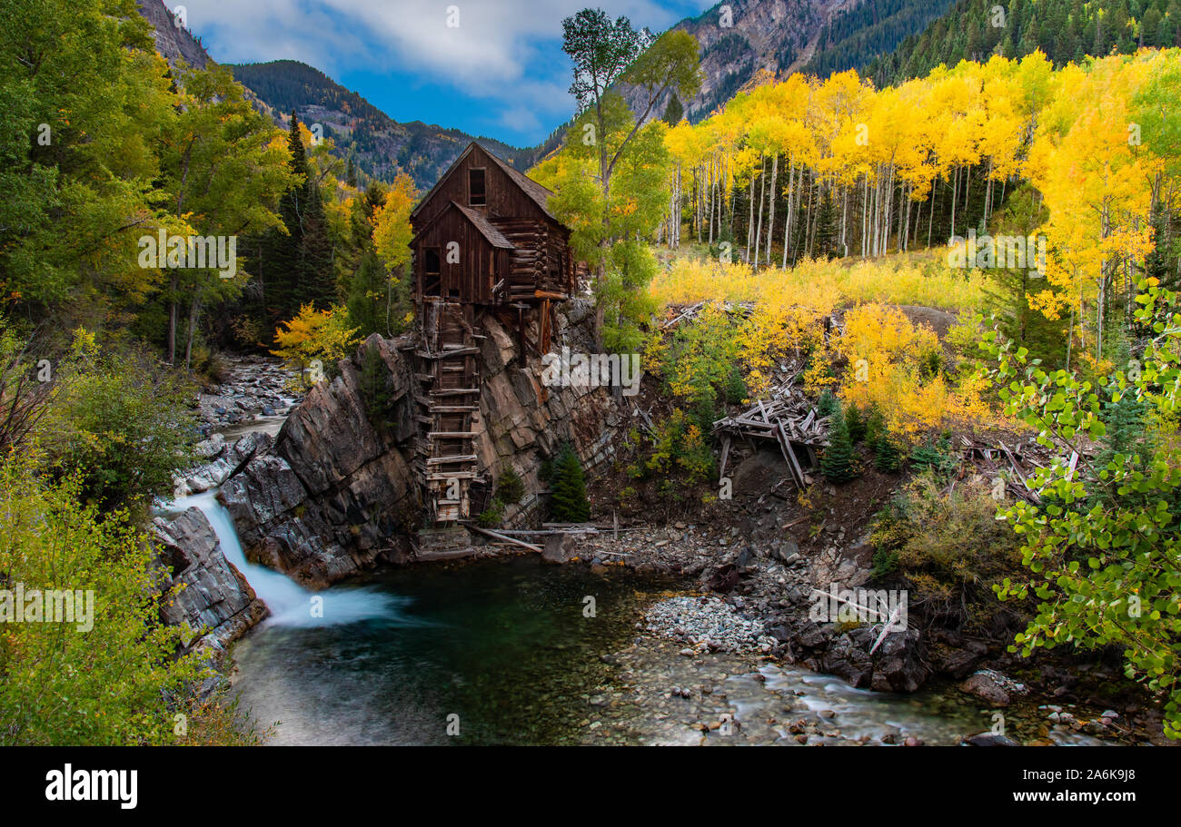 The Iconic Crystal Mill in the Colorado Mountains Stock Photo